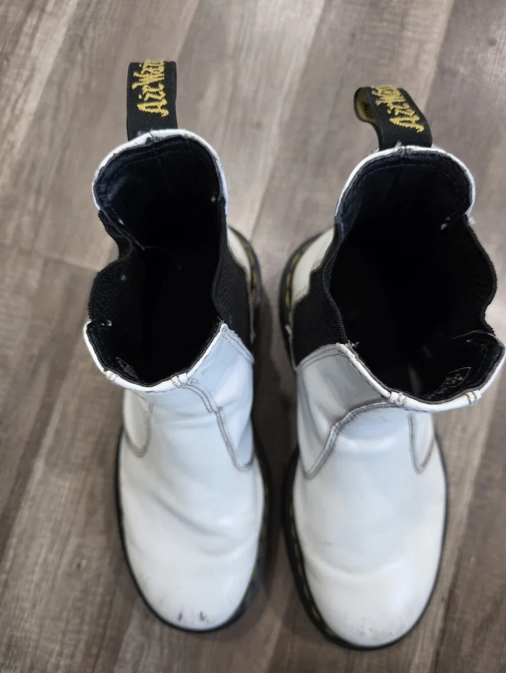 Doc Martens White Chelsea Platform Boots Grunge Black Elastic Side Whimsigoth 6